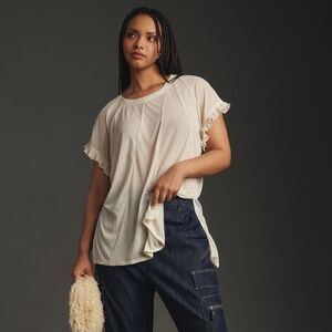 By Anthropologie Short-Sleeve Spliced Ruffled Tee